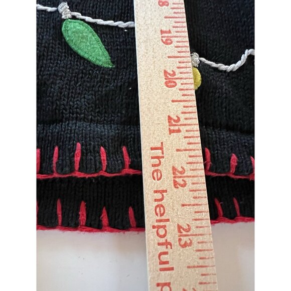 Vintage 80s Lemon Grass black embroidered embellished Christmas cardigan L - Picture 10 of 11